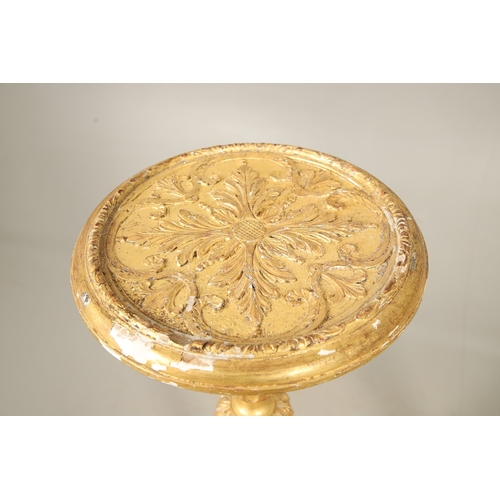 454 - A PAIR OF FRENCH CARVED GILTWOOD JARDINIERE STANDS. 19th century, each with carved and gesso foliate... 