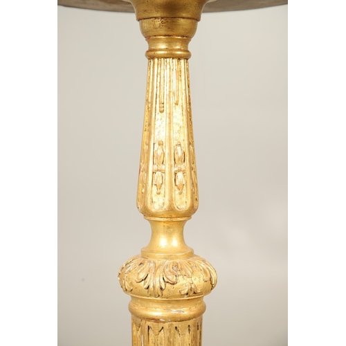 454 - A PAIR OF FRENCH CARVED GILTWOOD JARDINIERE STANDS. 19th century, each with carved and gesso foliate... 