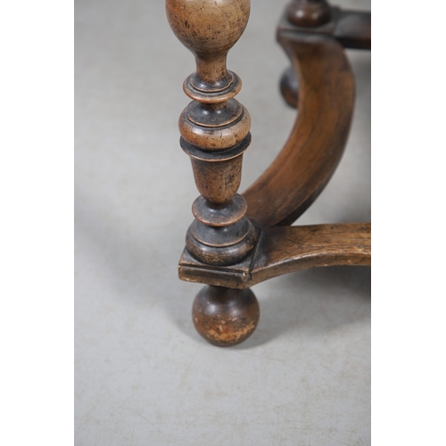 472 - A WILLIAM AND MARY FRUITWOOD SIDE TABLE. the rectangular top with moulded edge above single drawer, ... 