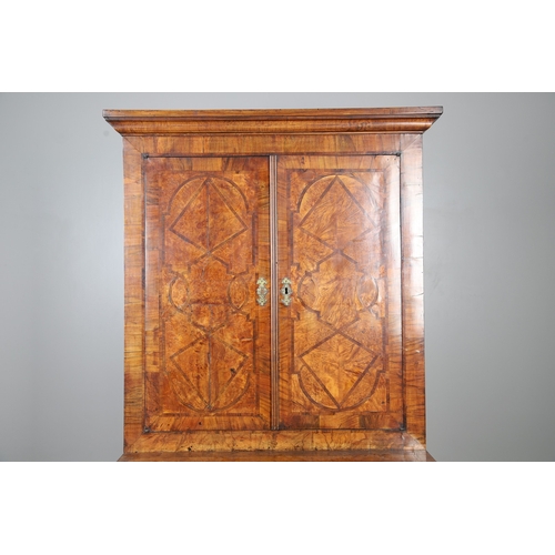 477 - AN 18TH CENTURY INLAID WALNUT BOOKCASE, POSSIBLY MALTESE. the upper section with geometrically inlai... 