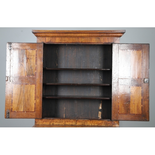 477 - AN 18TH CENTURY INLAID WALNUT BOOKCASE, POSSIBLY MALTESE. the upper section with geometrically inlai... 