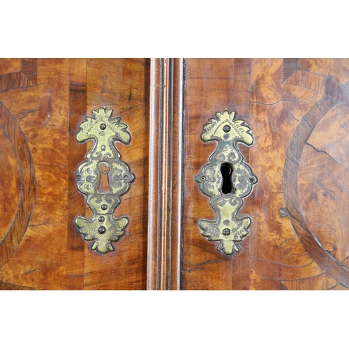 477 - AN 18TH CENTURY INLAID WALNUT BOOKCASE, POSSIBLY MALTESE. the upper section with geometrically inlai... 