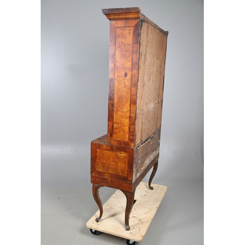 477 - AN 18TH CENTURY INLAID WALNUT BOOKCASE, POSSIBLY MALTESE. the upper section with geometrically inlai... 