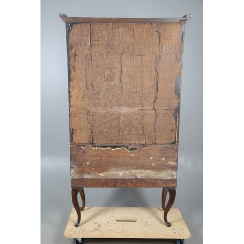 477 - AN 18TH CENTURY INLAID WALNUT BOOKCASE, POSSIBLY MALTESE. the upper section with geometrically inlai... 