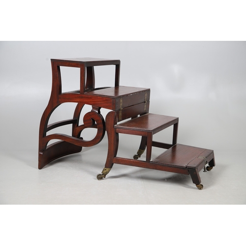 491 - A REGENCY MAHOGANY METAMORPHIC ARMCHAIR, IN THE MANNER OF MORGAN & SANDERS. converting to a flight o... 