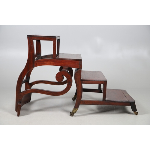 491 - A REGENCY MAHOGANY METAMORPHIC ARMCHAIR, IN THE MANNER OF MORGAN & SANDERS. converting to a flight o... 