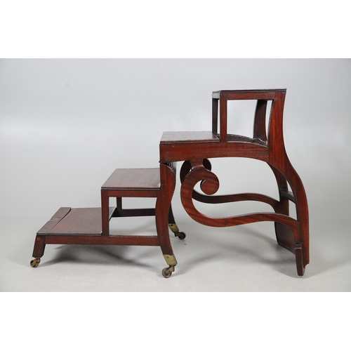 491 - A REGENCY MAHOGANY METAMORPHIC ARMCHAIR, IN THE MANNER OF MORGAN & SANDERS. converting to a flight o... 