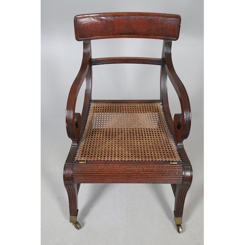 491 - A REGENCY MAHOGANY METAMORPHIC ARMCHAIR, IN THE MANNER OF MORGAN & SANDERS. converting to a flight o... 