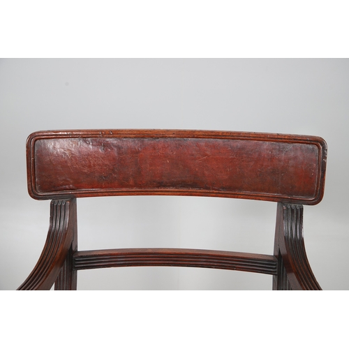491 - A REGENCY MAHOGANY METAMORPHIC ARMCHAIR, IN THE MANNER OF MORGAN & SANDERS. converting to a flight o... 