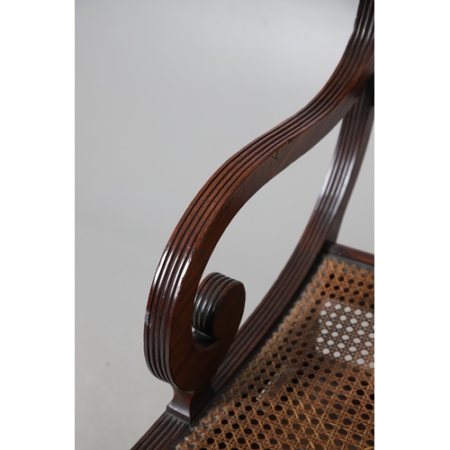491 - A REGENCY MAHOGANY METAMORPHIC ARMCHAIR, IN THE MANNER OF MORGAN & SANDERS. converting to a flight o... 