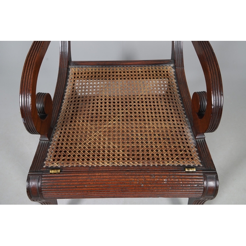 491 - A REGENCY MAHOGANY METAMORPHIC ARMCHAIR, IN THE MANNER OF MORGAN & SANDERS. converting to a flight o... 