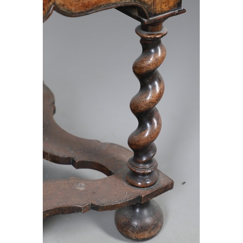 492 - AN 18TH CENTURY STYLE WALNUT DRESSER BASE. constructed from old timbers, the feather banded top with... 