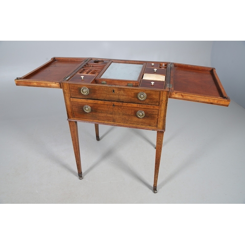 494 - A FINE GEORGE III GENTLEMAN'S MAHOGANY AND BOXWOOD STRUNG WASHSTAND. the crossbanded top opening to ... 