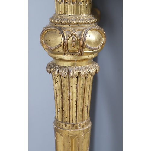 495 - AN ITALIAN GILTWOOD AND MARBLE TOPPED PIER TABLE. late 18th century, the violet breche vola marble t... 