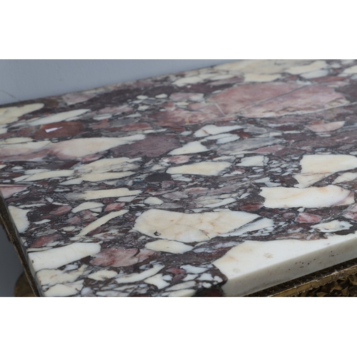 495 - AN ITALIAN GILTWOOD AND MARBLE TOPPED PIER TABLE. late 18th century, the violet breche vola marble t... 