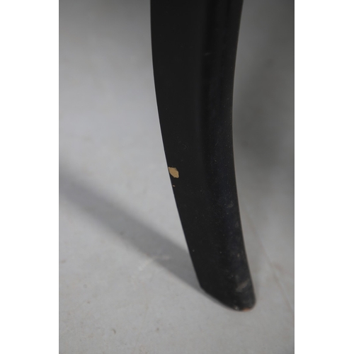 503 - A PAIR OF 19TH CENTURY EBONISED, GILT AND PAINTED CHAIRS. the curved paper mache backs painted with ... 