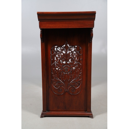 524 - A CHINESE HUANGHUALI HARDWOOD ALTER STYLE TABLE. mid-late 20th century, the scroll ended top with in... 