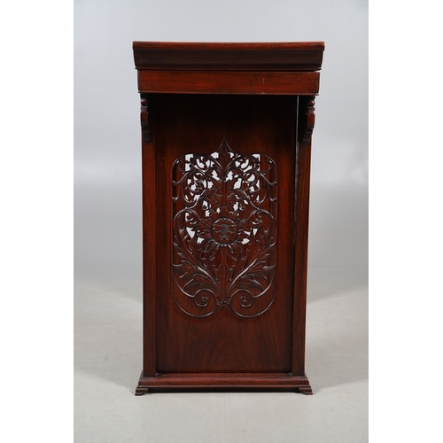 524 - A CHINESE HUANGHUALI HARDWOOD ALTER STYLE TABLE. mid-late 20th century, the scroll ended top with in... 