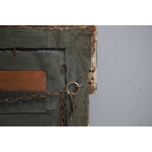 537 - A GEORGE II GILTWOOD AND GESSO OVERMANTLE MIRROR. the bevelled plate to a shallow-relief moulded fra... 