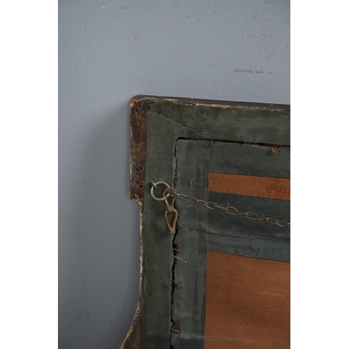 537 - A GEORGE II GILTWOOD AND GESSO OVERMANTLE MIRROR. the bevelled plate to a shallow-relief moulded fra... 