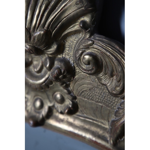 541 - AN 18TH CENTURY GILTWOOD PIER MIRROR. the split rectangular bevelled plate with flowerhead cut motif... 