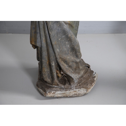 564 - A PAIR OF 19TH CENTURY LEAD GARDEN FIGURAL STATUES. possibly Lowlands, modelled as a Lady in her Med... 