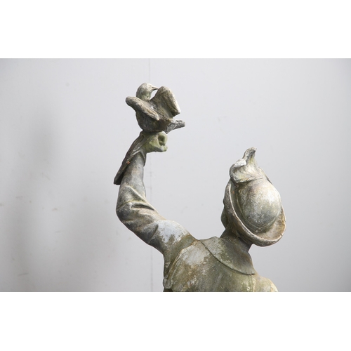 564 - A PAIR OF 19TH CENTURY LEAD GARDEN FIGURAL STATUES. possibly Lowlands, modelled as a Lady in her Med... 