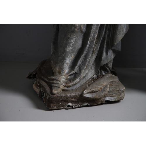 564 - A PAIR OF 19TH CENTURY LEAD GARDEN FIGURAL STATUES. possibly Lowlands, modelled as a Lady in her Med... 