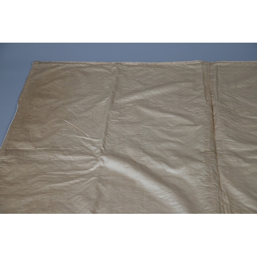 597 - LATE 18THC SILK QUILTED BEDSPREAD - DATED 1775. The silk quilted bedspread made in 4 long sections, ... 