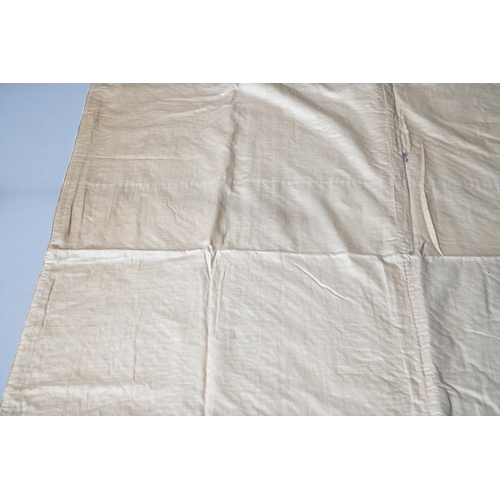 597 - LATE 18THC SILK QUILTED BEDSPREAD - DATED 1775. The silk quilted bedspread made in 4 long sections, ... 