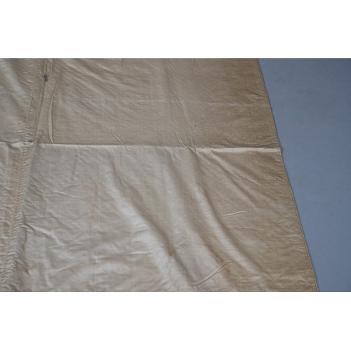 597 - LATE 18THC SILK QUILTED BEDSPREAD - DATED 1775. The silk quilted bedspread made in 4 long sections, ... 