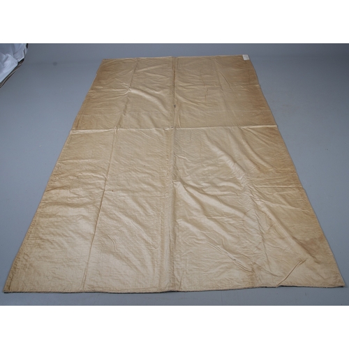 597 - LATE 18THC SILK QUILTED BEDSPREAD - DATED 1775. The silk quilted bedspread made in 4 long sections, ... 