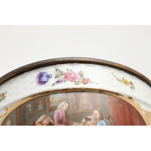 640 - LARGE GERMAN PORCELAIN BOWL & COVER. A late 19thc bowl and cover, with oval panels painted with a va... 
