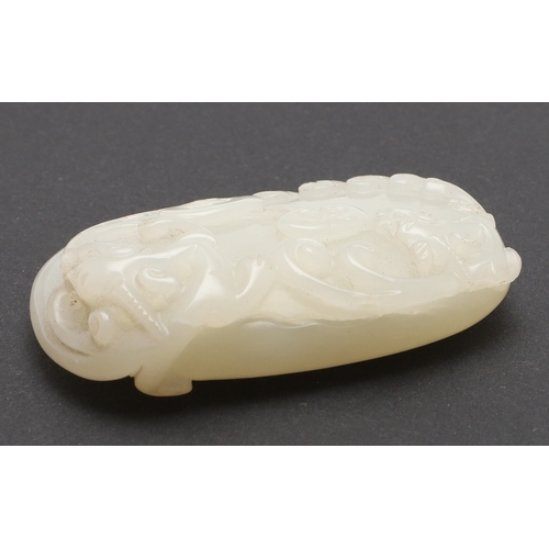 685 - CHINESE CARVED JADE PLAQUE/PENDANT - INSCRIBED. Late Qing/Republican period, the small pale celadon ... 