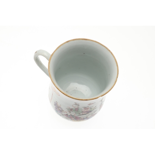 690 - CHINESE FAMILLE ROSE & UNDERGLAZE BLUE VASE & BELL SHAPED TANKARD. Qianlong, the vase of slender for... 