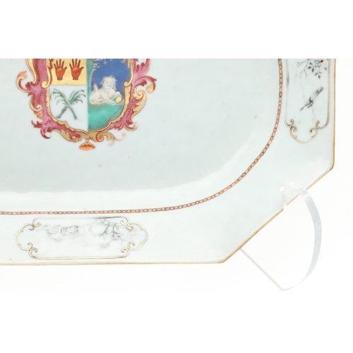 696 - CHINESE ARMORIAL PLATTER & ANOTHER PLATTER. Including an 18thc octagonal shaped platter , painted wi... 