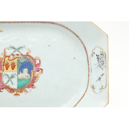 696 - CHINESE ARMORIAL PLATTER & ANOTHER PLATTER. Including an 18thc octagonal shaped platter , painted wi... 