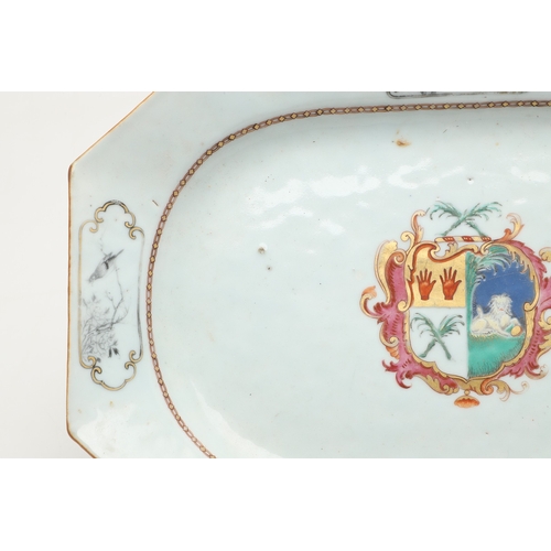 696 - CHINESE ARMORIAL PLATTER & ANOTHER PLATTER. Including an 18thc octagonal shaped platter , painted wi... 