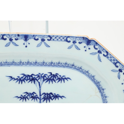 696 - CHINESE ARMORIAL PLATTER & ANOTHER PLATTER. Including an 18thc octagonal shaped platter , painted wi... 