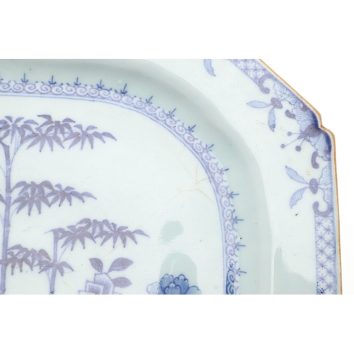 696 - CHINESE ARMORIAL PLATTER & ANOTHER PLATTER. Including an 18thc octagonal shaped platter , painted wi... 