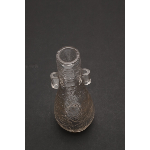 707 - A CHINESE CARVED AND POLISHED ROCK CRYSTAL VASE. 19thc, the arrow shaped rock crystal vase with slen... 