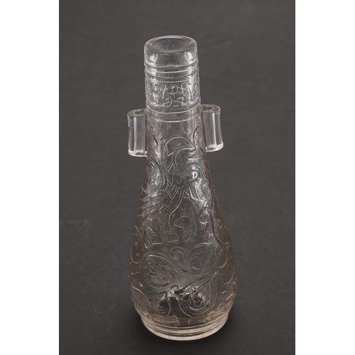 707 - A CHINESE CARVED AND POLISHED ROCK CRYSTAL VASE. 19thc, the arrow shaped rock crystal vase with slen... 