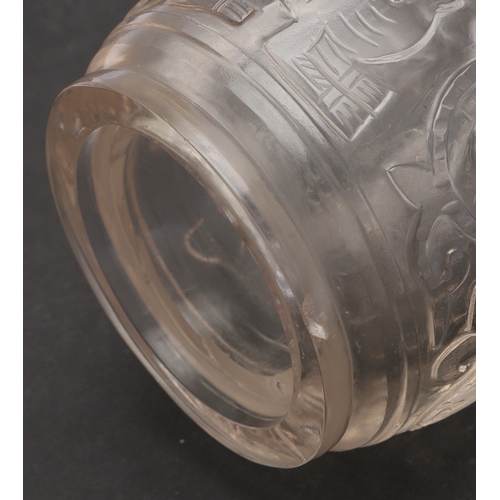 707 - A CHINESE CARVED AND POLISHED ROCK CRYSTAL VASE. 19thc, the arrow shaped rock crystal vase with slen... 