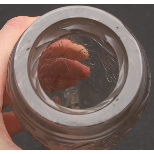 707 - A CHINESE CARVED AND POLISHED ROCK CRYSTAL VASE. 19thc, the arrow shaped rock crystal vase with slen... 