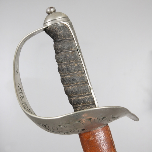 103 - AN 1897 PATTERN INFANTRY OFFICER'S SWORD AND SCABBARD BY HAWKSORTH OF SHEFFIELD. An 1897 Pattern Inf... 
