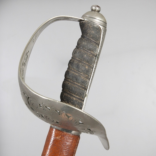 103 - AN 1897 PATTERN INFANTRY OFFICER'S SWORD AND SCABBARD BY HAWKSORTH OF SHEFFIELD. An 1897 Pattern Inf... 