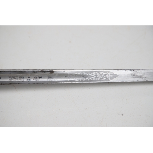 103 - AN 1897 PATTERN INFANTRY OFFICER'S SWORD AND SCABBARD BY HAWKSORTH OF SHEFFIELD. An 1897 Pattern Inf... 