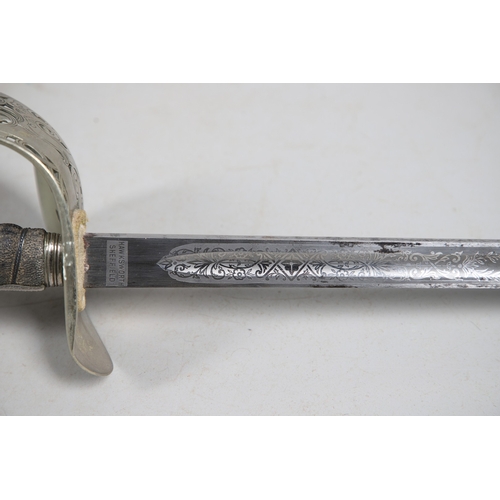 103 - AN 1897 PATTERN INFANTRY OFFICER'S SWORD AND SCABBARD BY HAWKSORTH OF SHEFFIELD. An 1897 Pattern Inf... 