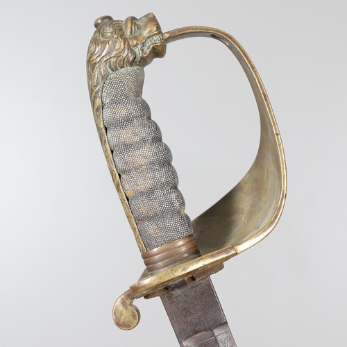 105 - A VICTORIAN NAVAL OFFICER'S SWORD. An 1827 Pattern sword with a 79.5 cm pointed fullered, unsharpene... 