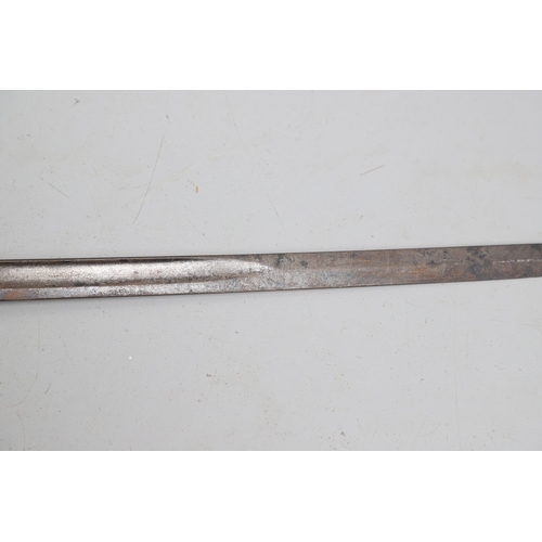 105 - A VICTORIAN NAVAL OFFICER'S SWORD. An 1827 Pattern sword with a 79.5 cm pointed fullered, unsharpene... 